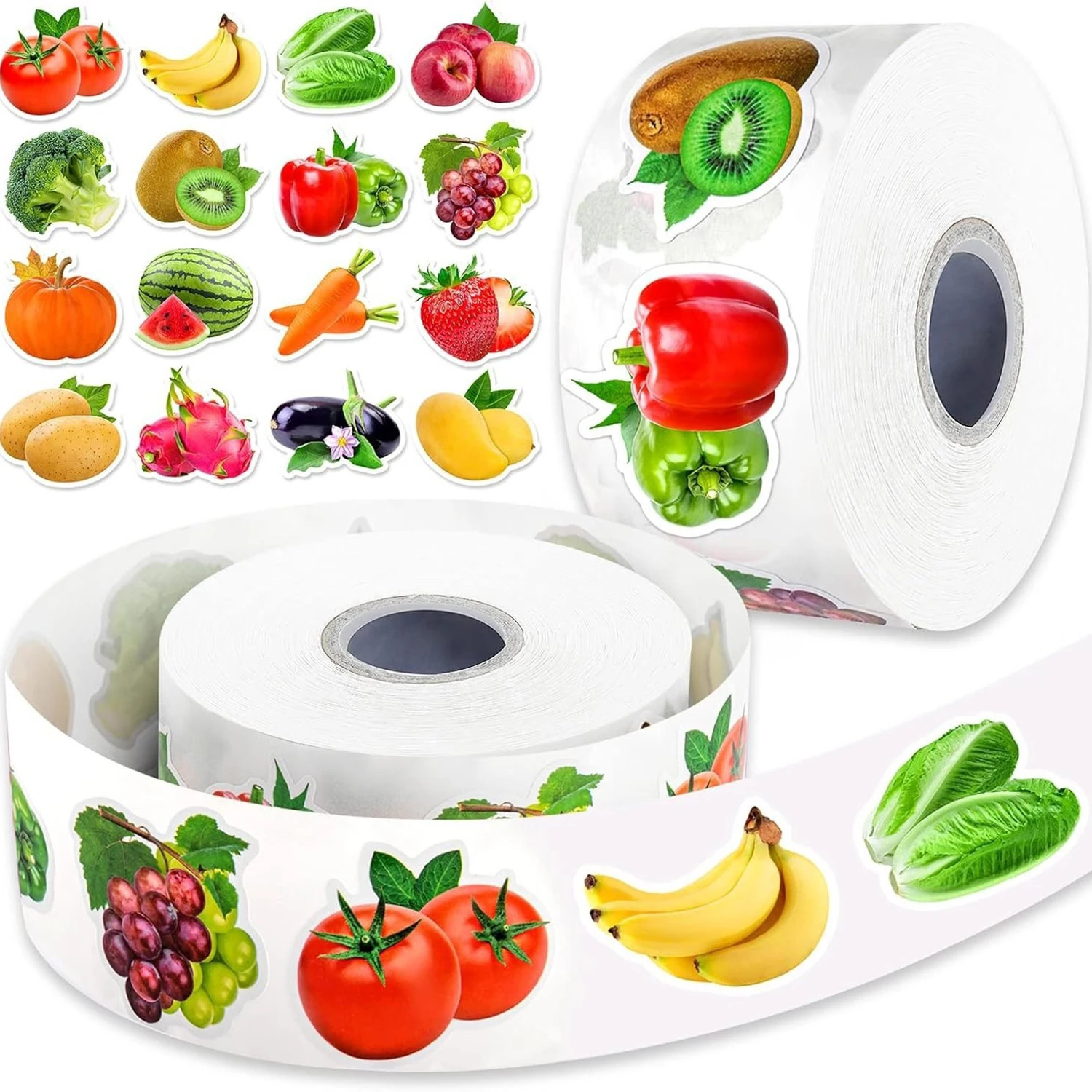 100-500pcs 다채로운 과일 야채 스티커 생일 베이킹 웨딩 파티 선물 포장 라벨 스크랩북 편지지 스티커