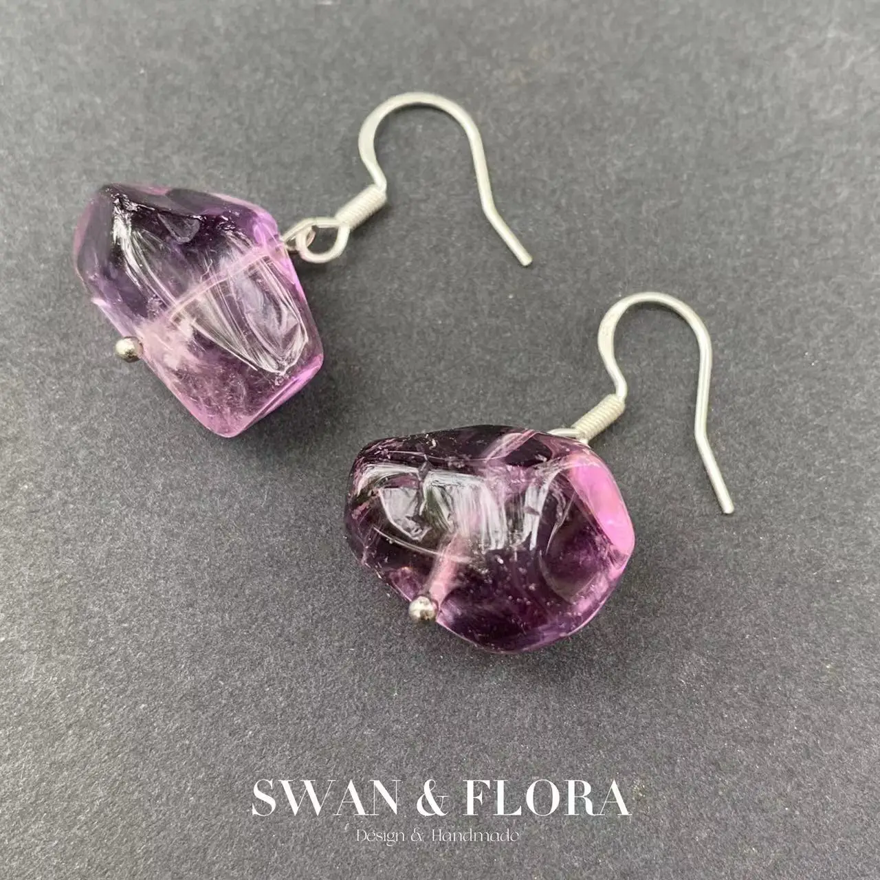 Natural Amethyst Earrings Silver 925 Hanging Earrings Original Gemstone Women High Quality Jewelry Design Handmade