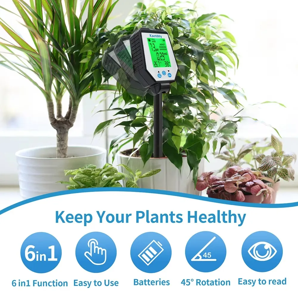 6-in-1 스마트 토양 pH 측정기 고정밀 0.01pH 정확도 LED 디스플레이 공장 직판 OEM