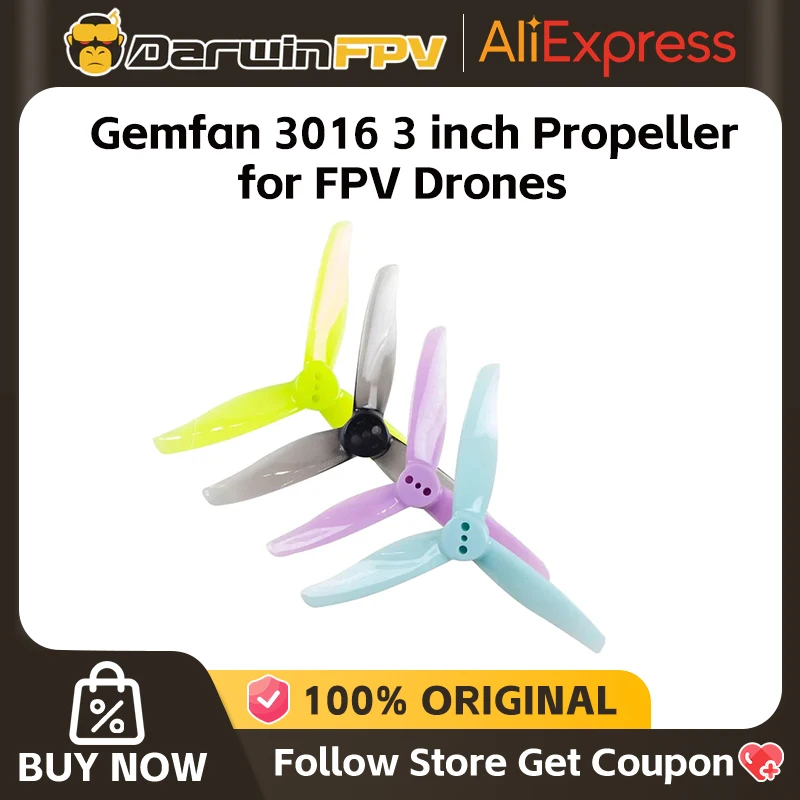 Lot de 2 Hélices 1.5mm pour Drone FPV DarwinFPV - Gris, Violet, Bleu, Jaune