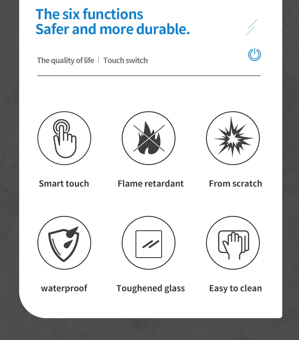 Description Picture 3 of itemTouch Switch Sensor 220V Smart Home Crystal Glass Panel Waterproof Scratch Resistant 4 Color Available Lamp Wall Light Switches