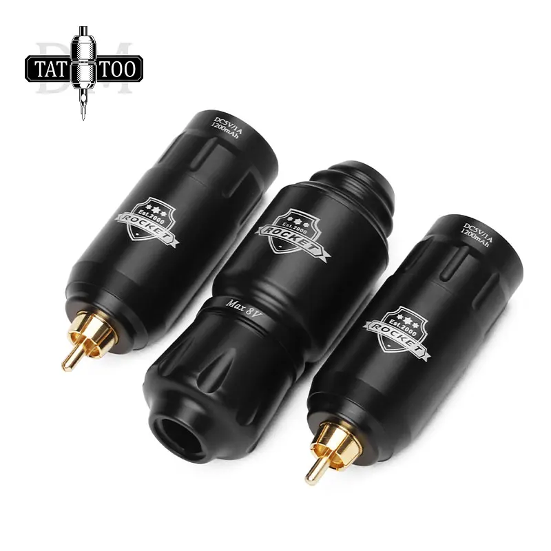 Mini Rocket Tattoo Machine Set 2Pcs Wireless Tattoo Power Supply RCA Interface Rotary Pen Kit