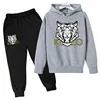Tiger Head Kids Spring Autumn Leisure Fashion 2pcs Hoodie Sweatshirts+Pants Suits 3-13 Years Boys Girls Outfits Children Clothes 5