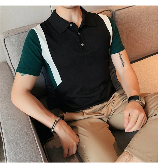 Plus Size 4XL-M Summer Thin Short Sleeve Knitted Polo Shirts