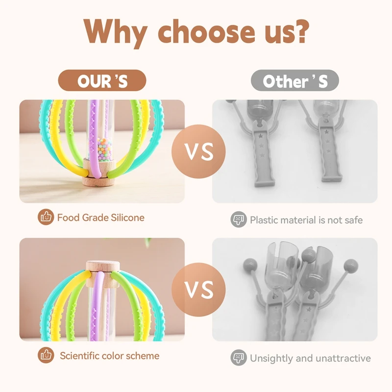 Baby Silicone Teether Toys Rain Stick Rainbow Hourglass Rain Music Rattle Ball Baby Montessori for Kids Educational Sensory Toys 4
