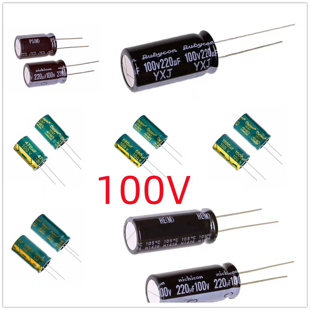 

100V DIP High Frequency Aluminum Electrolytic Capacitor 1uF 2.2uF 4.7uF 6.8uF 8.2uF 10uF 15uF 22uF 33uF 47uF 56uF 68uF 82uF