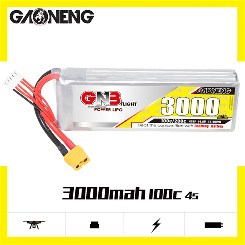 

MAX 200C GAONENG GNB 4S HV Lipo Battery 14.8V 3000mAh For RC FPV Drone Helicopters Cars Boats UAV RC Parts With T XT60 XT90