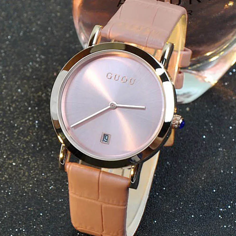 

2015 women luxury famous brand simple pattern watch women genuine leather band quartz watch women clock causal wristwatches