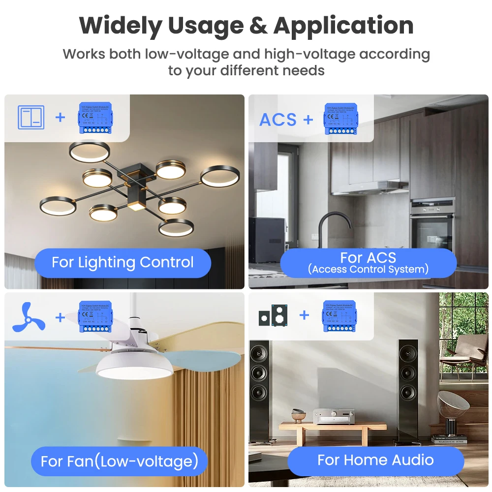 Tuya WIFI/ZigBee Dry Contact Smart Light Switch Module Smart DrY Breaker Relay D