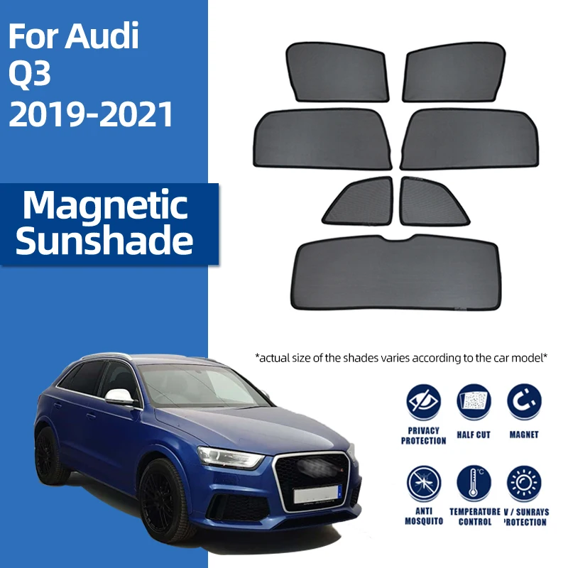 

For Audi Q3 F3 2018-2022 Magnetic Car Sunshade Shield Front Windshield Blind Frame Curtain Rear Baby Side Window Sun Shade Visor