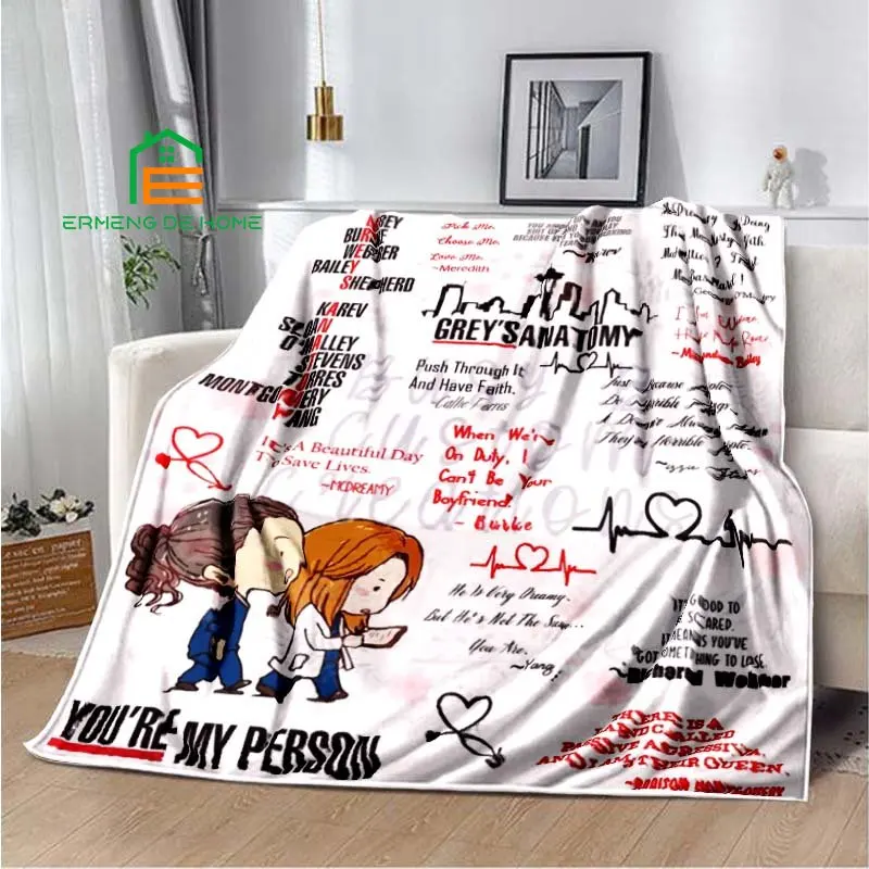 Greys Anatomy Pattern Throw Blanket Warm Blanket for Home, Picnic, Travel, Office,Plane for Adults, Kids, Elderly 5 Sizes 6