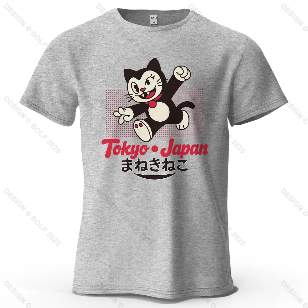 Tokyo Japan Maneki Neko Graphic Oversized Cotton T-Shirt – Unisex Streetwear Tee