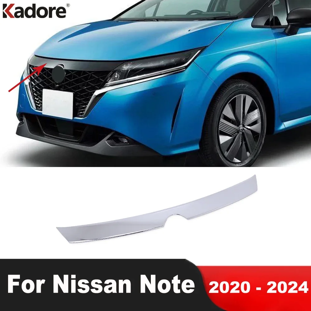 

For Nissan Note 2020 2021 2022 2023 2024 Chrome Car Front Hood Engine Cover Trim Upper Grille Grills Strip Exterior Accessories