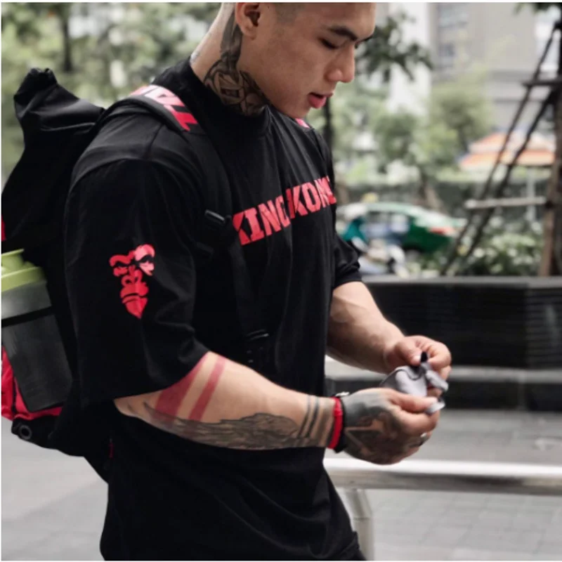 Trendy loose fitting men sports short sleeved T-shirt for men summer pure cotton half sleeved gym running training clothes sport t shirt