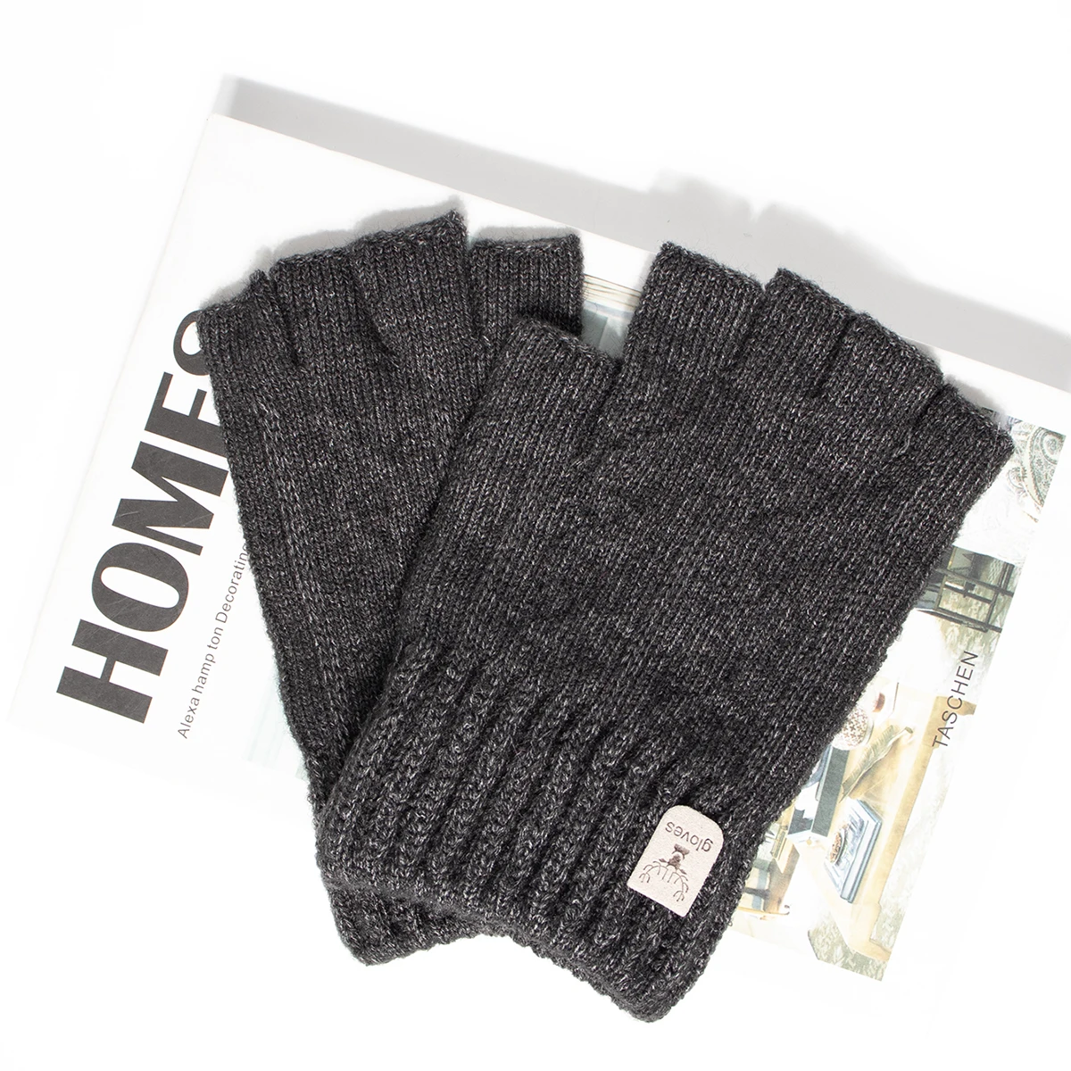 Knitted Half finger gloves Warm Autumn Winter Men Women Casual Gloves for Work Writting or Touch Screen