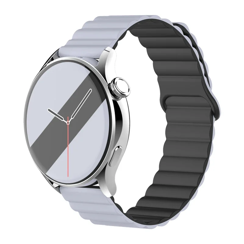 Universal Magnetic Loop Silicone Smartwatch Strap – 20mm/22mm Band with Adjustable Link Bracelet Design