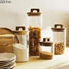 Wooden Lid Glass Storage Jar Creative Modern Household Miscellaneous Grain Storage Jar Kitchen Food Sealed Jar Storage Ornaments 1