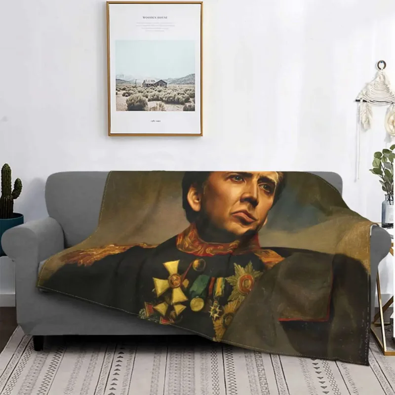 

Nicolas Cage Replaceface Plush Blankets portrait photo Novelty Throw Blanket for Home 150*125cm Bedspread