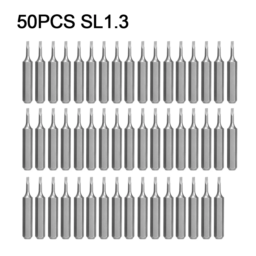 

Набор насадок для отвертки, небольшие инструменты с плоским наконечником и шестигранным хвостовиком 4 мм, Длина 28 мм, 50 шт.