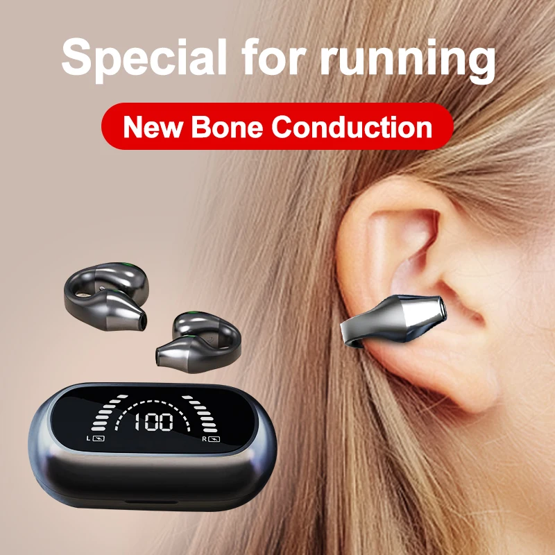 Fashion Bone Conduction Bluetooth Earphones Open Ear Clip Wireless Headphones with Mic Sports Headsets for Xiaomi Huawei iPhone