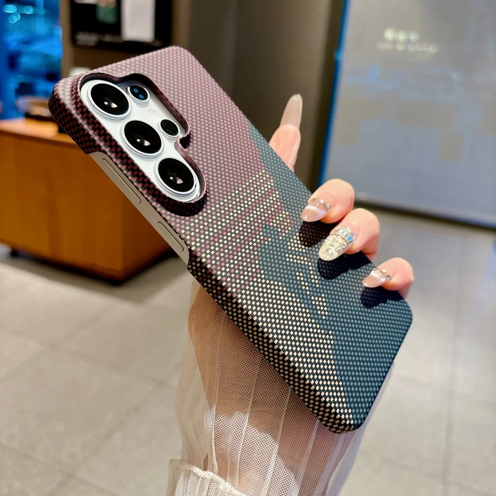 Luxury Carbon Fiber Magnetic Wireless Charging Phone Case Cover