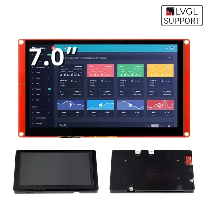 ตัวเลือกสินค้า หน้าจอสัมผัส 7 นิ้ว HMI สำหรับ Arduino & LVGL
