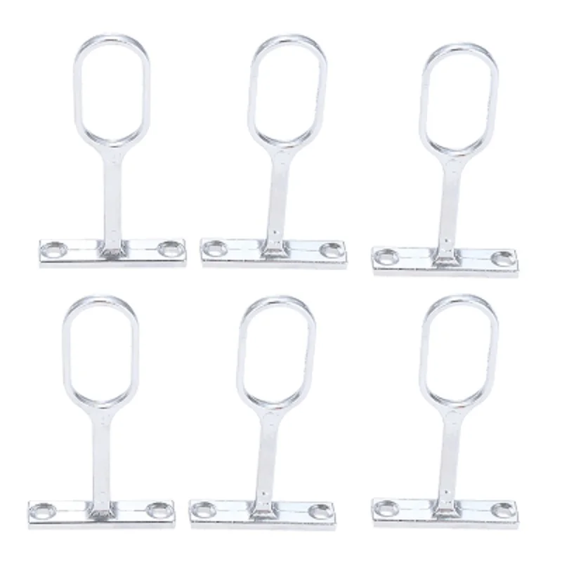 6pcs 16mm Steel Closet Rod End Supports Wardrobe Cabinet Clothes Through Flange Seat Pipe Fittings Clothes Rod Curtain Tube Seat