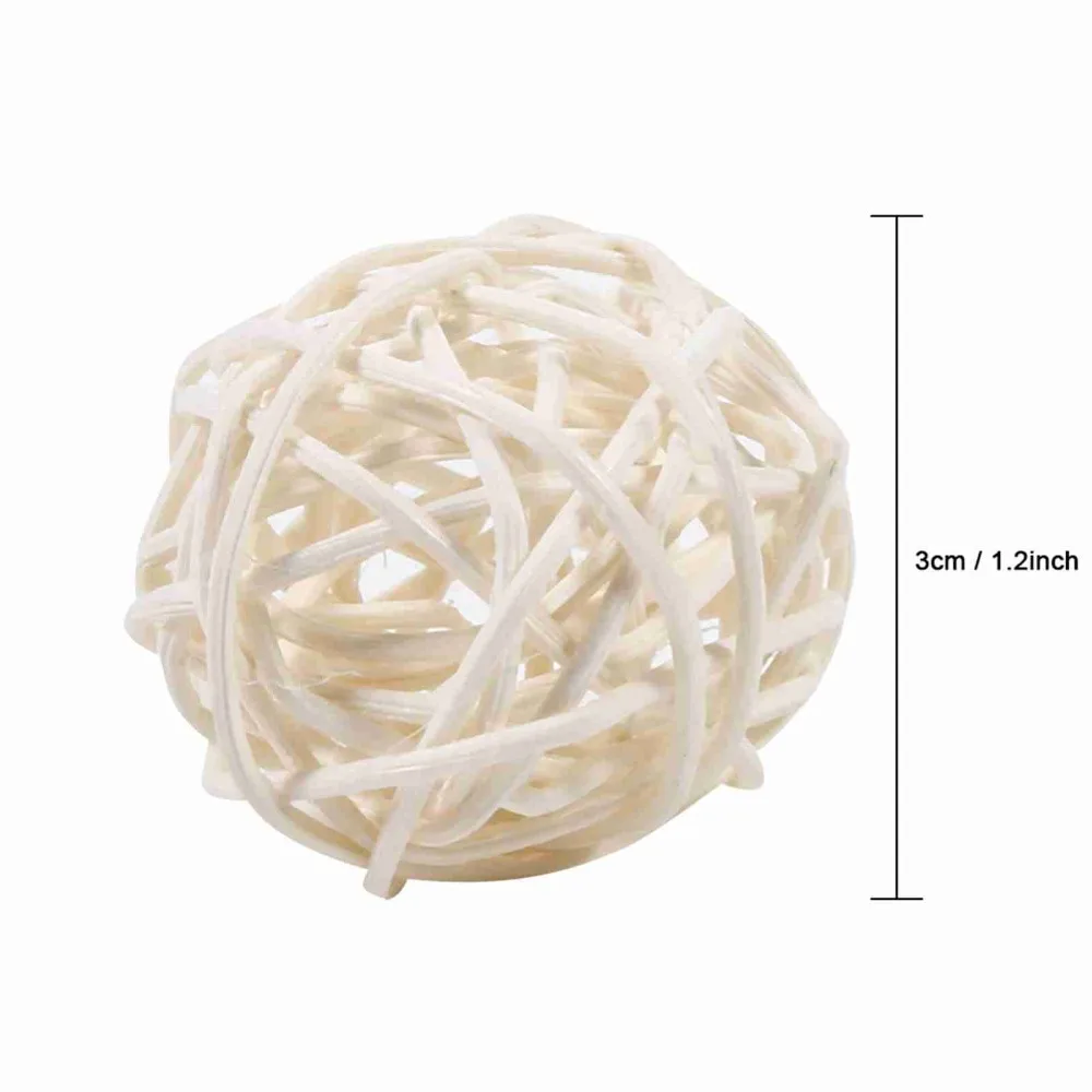 20 Pcs DIY 1.2 인치 아로마 테라피 등나무 공 다채로운 등나무 교수형 장식 경량 손으로 짠 앵무새 앵무새 케이지