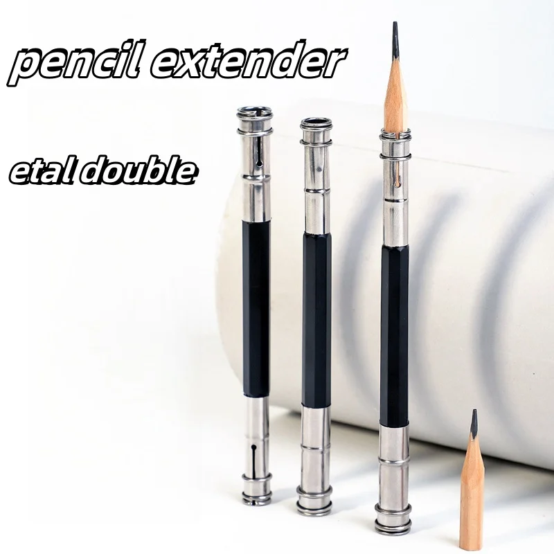 Metal double-ended pencil extender Stainless steel pencil case double-ended brush extender 3