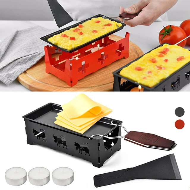 Wood Handle Cheese Raclette Grill Mini Tea Light Raclette Set Portable  Non-stick Cheese Raclette Rotaster Baking Foldable Non - AliExpress