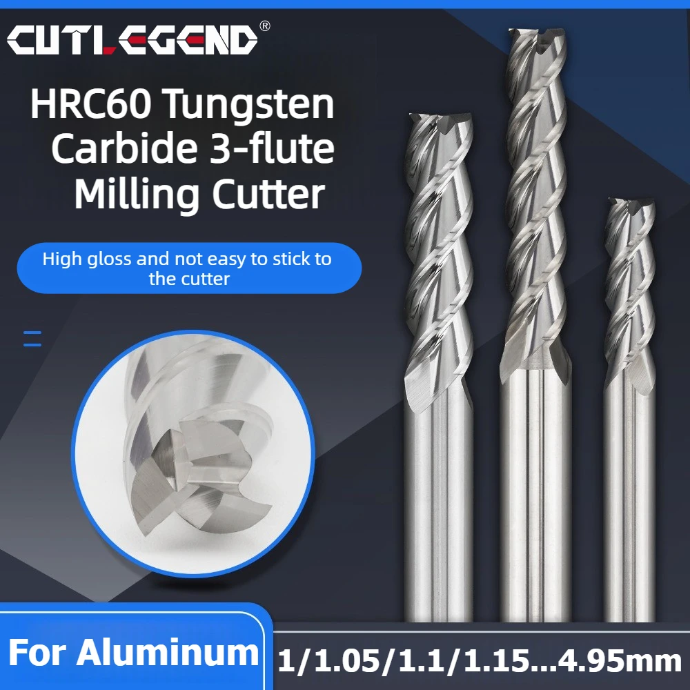 HRC60 Unbeschichteter Vollhartmetall-Schaftfräser 1,0-4,95mm 50/75/100mm Länge Wolframstahl-Fräser Speziell für Aluminium