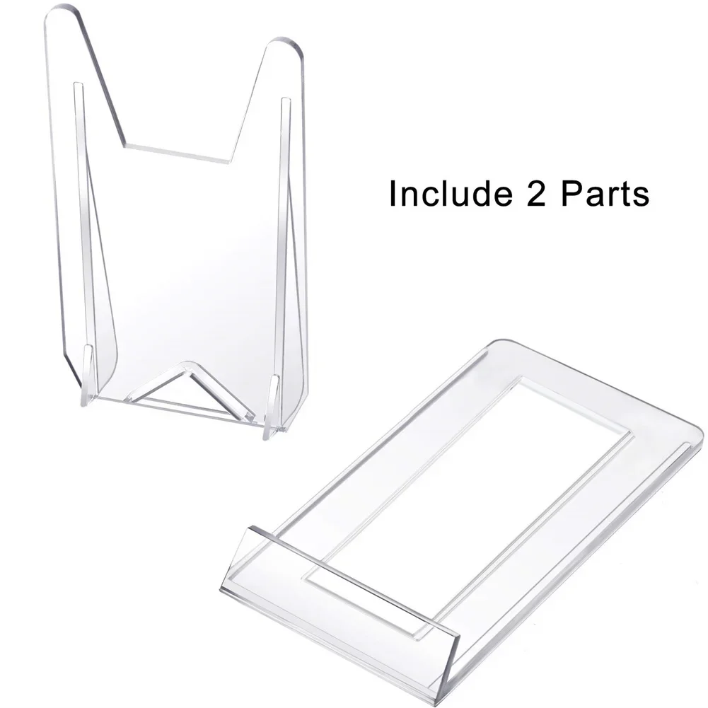 2pcs Clear Acrylic Display Easels Adjustable Plastic Plate Holder Stand Picture Frames Rack Wedding Birthday Home Decoration 4