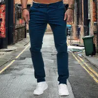 Men Pants Mid Waist Zipper Button Closure Thin Pockets Solid Color Slim Fit Soft Breathable Casual Ankle Length Pencil Pants 3