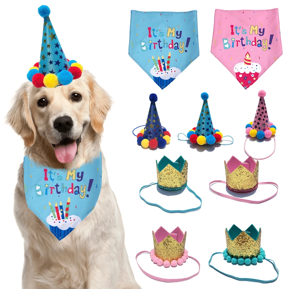 completar batería maíz Sombrero de feliz cumpleaños para mascota, sombrero para gato y perro,  accesorio para babero, gorros de cumpleaños para perros y gatos,  suministros para fiesta de mascotas, accesorios para perros| | - AliExpress