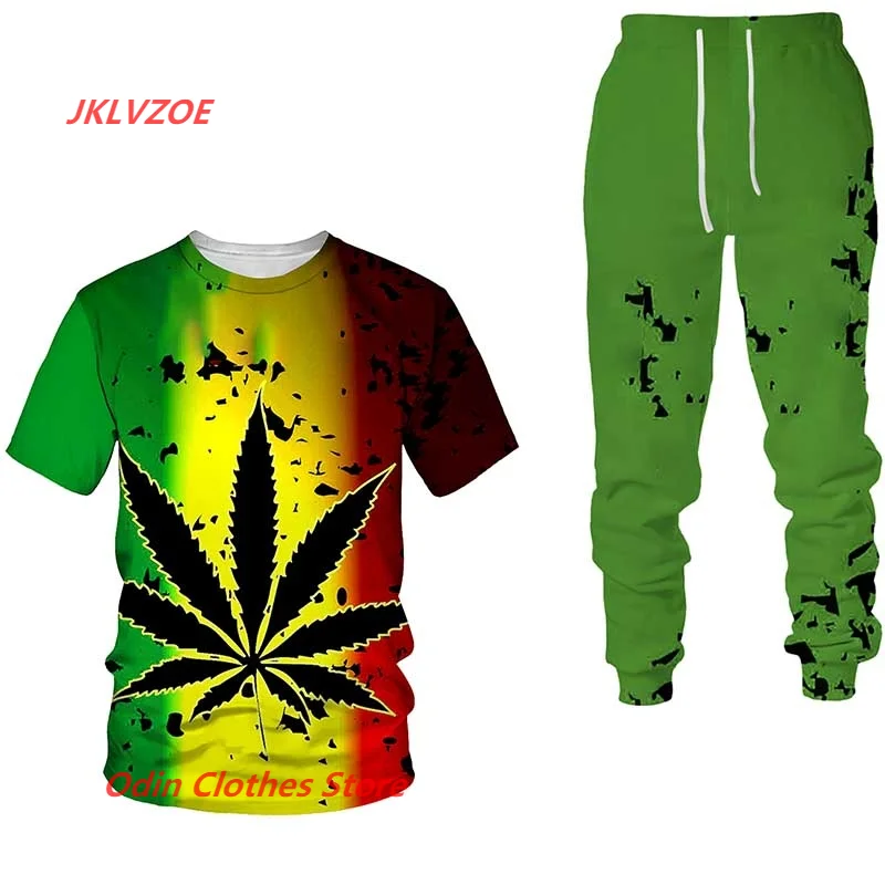 

New Male Clothing Summer Clothes Fashion Man 3D Printing Long Pants Street Clothes Men Clothing Set Sleeve T-Shirt Trousers Suit