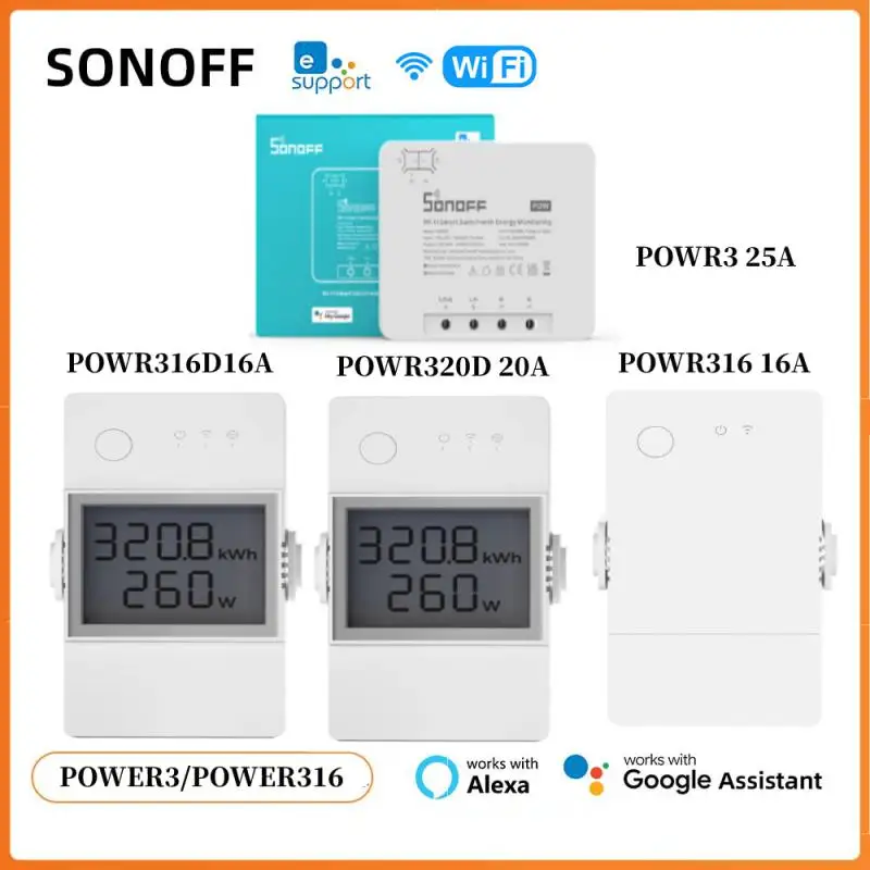 SONOFF Wifi Power Switch Esp32 POWR3 POWR316D/POWR320D LCD Energy Monitor Overload Protect Relay Via EWeLink Alexa Google Home