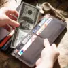 GENODERN Crazy Horse Leather Long Wallets for Men Genuine Leather Men Wallets Vintage Male Purse 3