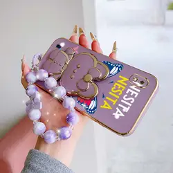 Dancing Butterfly Phone Case Set with Lanyard and Rabbit Stand - 3 - Piece Accessory Bundle - Galaxy A10 (PURPLE)