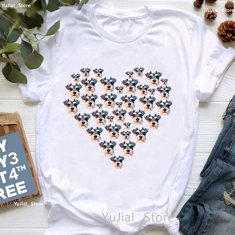 Schnauzer Hund Liebe Boba Tier druck T-Shirt Frauen Kleidung Kawaii Hund Liebhaber T-Shirt Femme Sommer Mode Tops T-Shirt – Detail 28