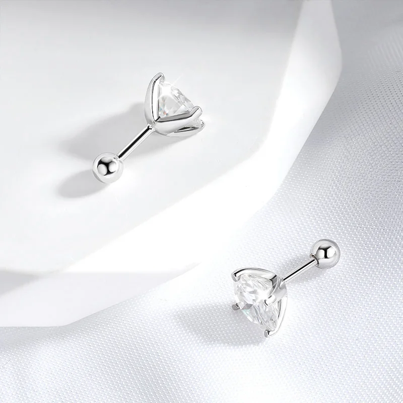 Smyoue 18k Plated 0.2-2ct Moissanite Stud Earrings for Women Solid 925 Sterling Silver Lab Diamond Screw Back Ear Stud Jewelry