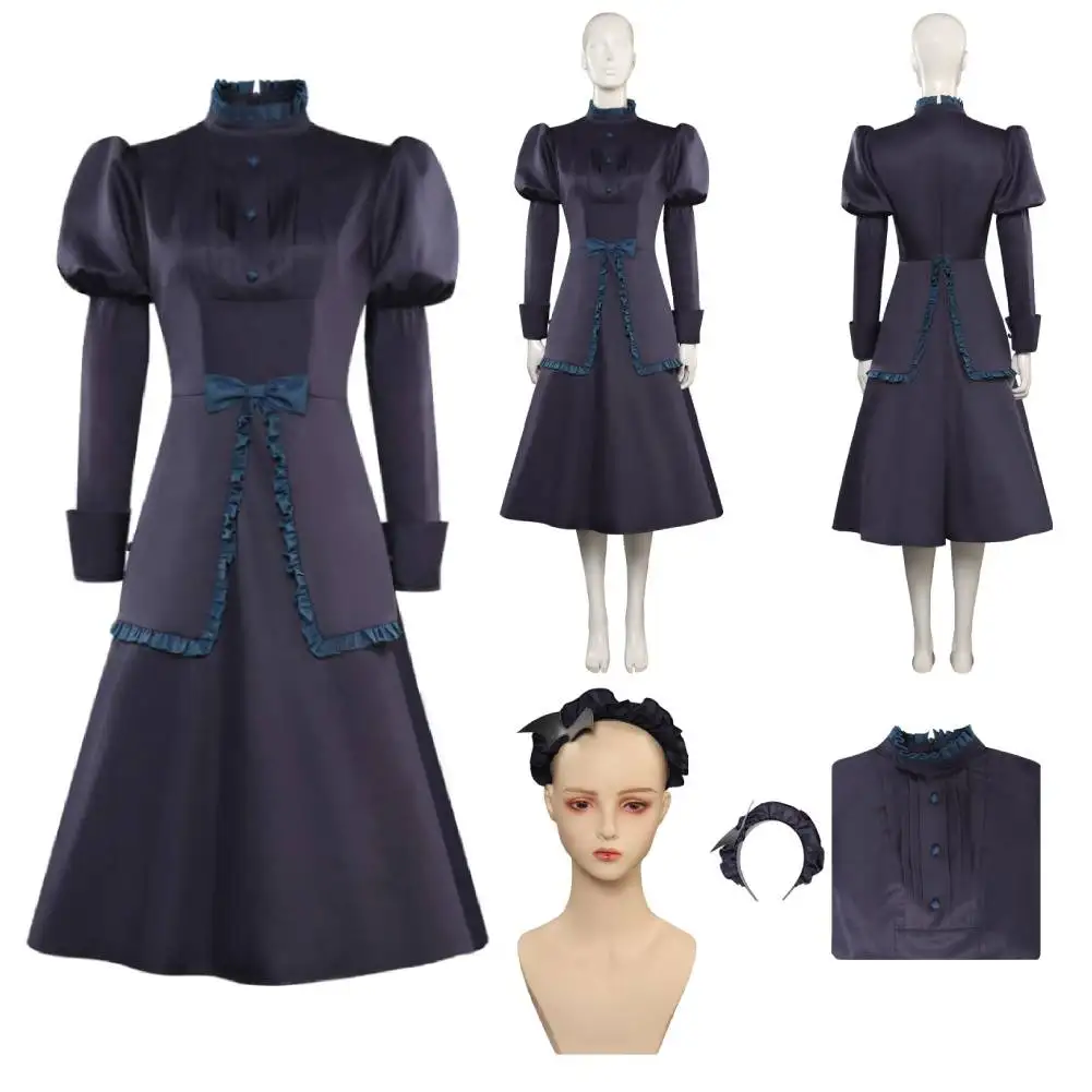 

Retro Medieval Maid Cosplay Fantasy Halloween Costume Headband Dress Outfits Women Adult Girls Carnival Disguise Roleplay Suit