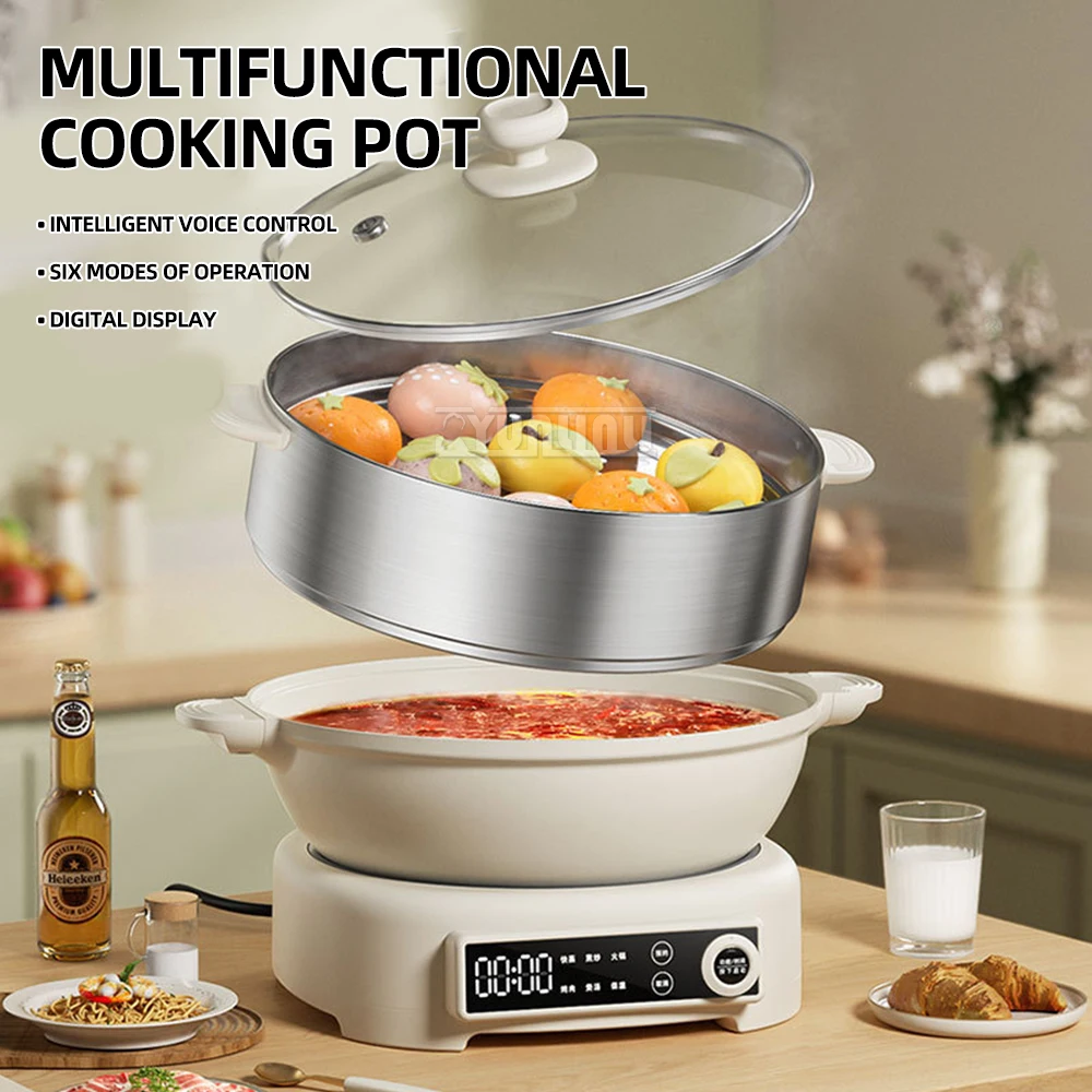 5L Multifunctional Steam Cooker Kitchen Cooking Pot Electric Hot Pot Steamer Frying Pan Cozinha Panelas