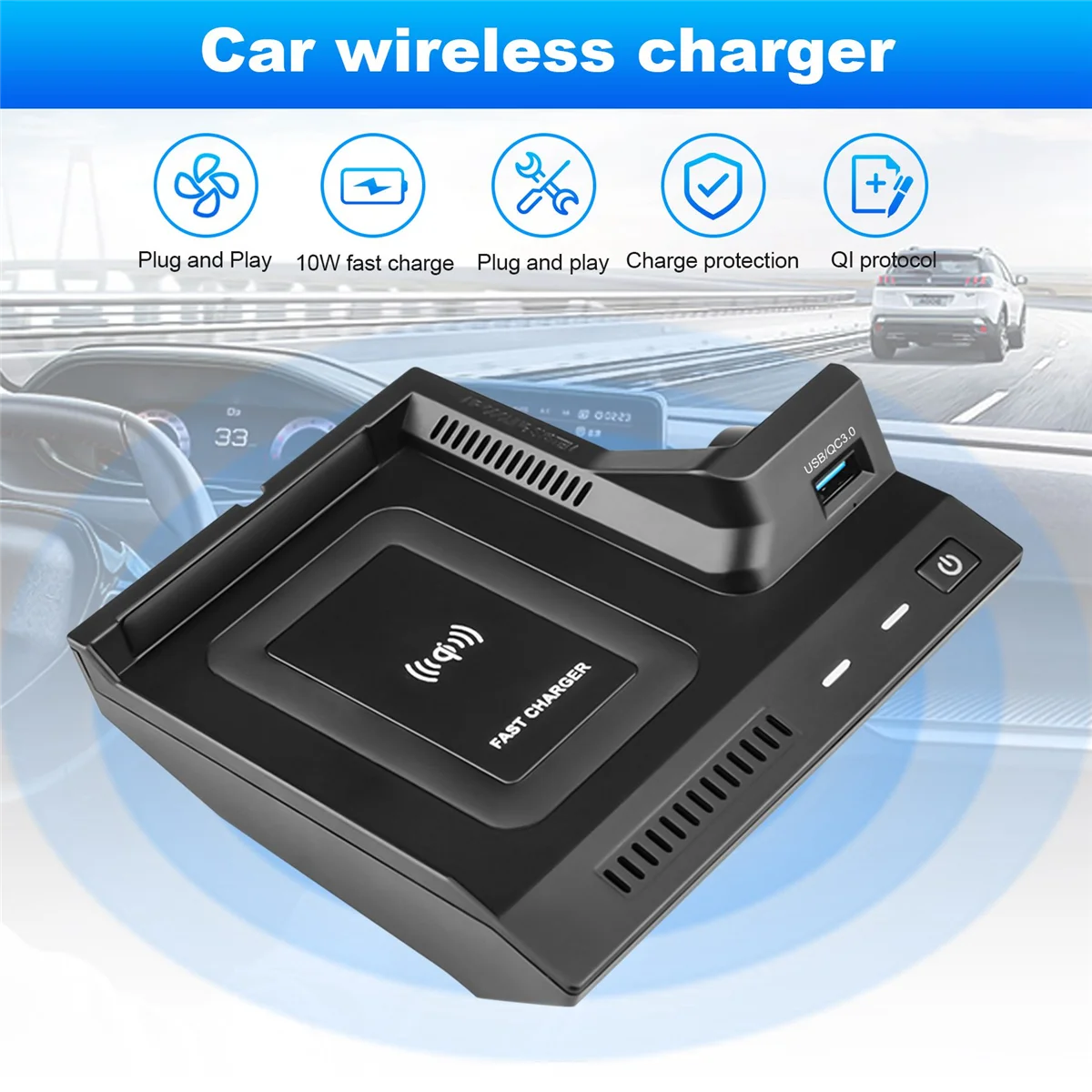 

Car Fast Wireless Charger QI Phone Charger Charging Case Pad for Mercedes Benz C Class W205 AMG C43 C63 X253 GLC