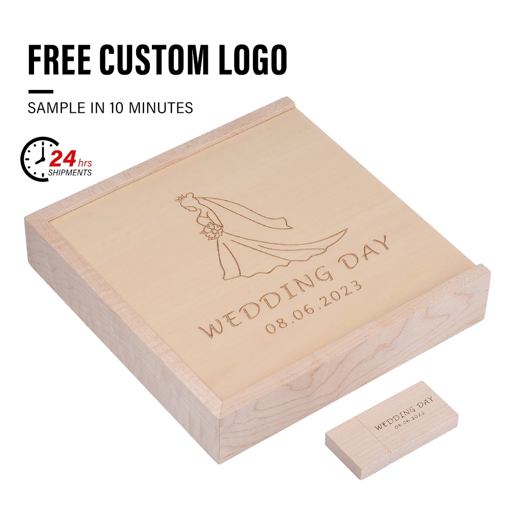 thumbnail image 4 of Unidad flash USB 3.0 de madera con logotipo gratuito, 4 GB, 8 GB, 16 GB, 32 GB, 64 GB, 128 GB, caja para memoria USB de 6 x 4 para fotografía, regalo de boda, 4 of 5