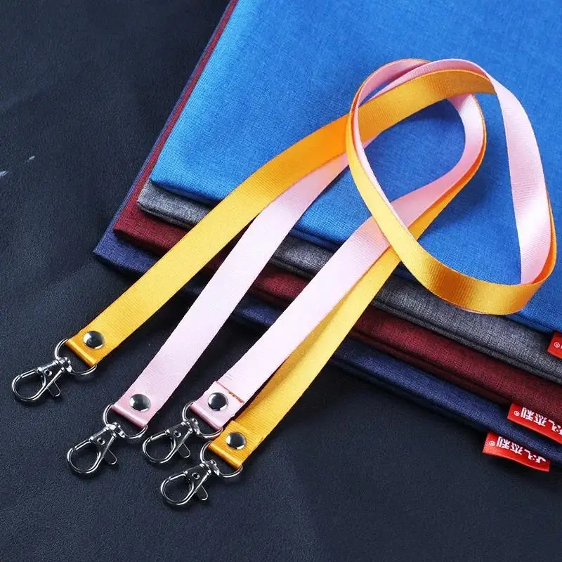 Durable Pure Color Safety Lanyard with Metal Ring