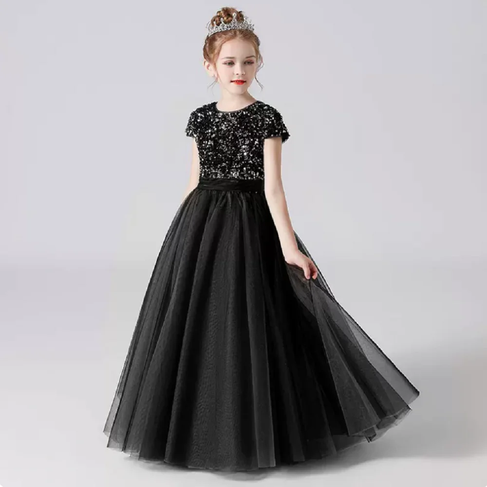 Pure Georgette Black Colour all over pearl work long dress gown