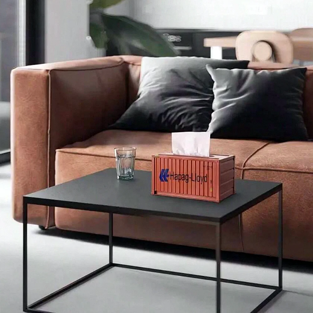 Metal Cargo Shipping Container Tissue Box Cover, Table Decorations Household Napkin Paper Iron Holder 6