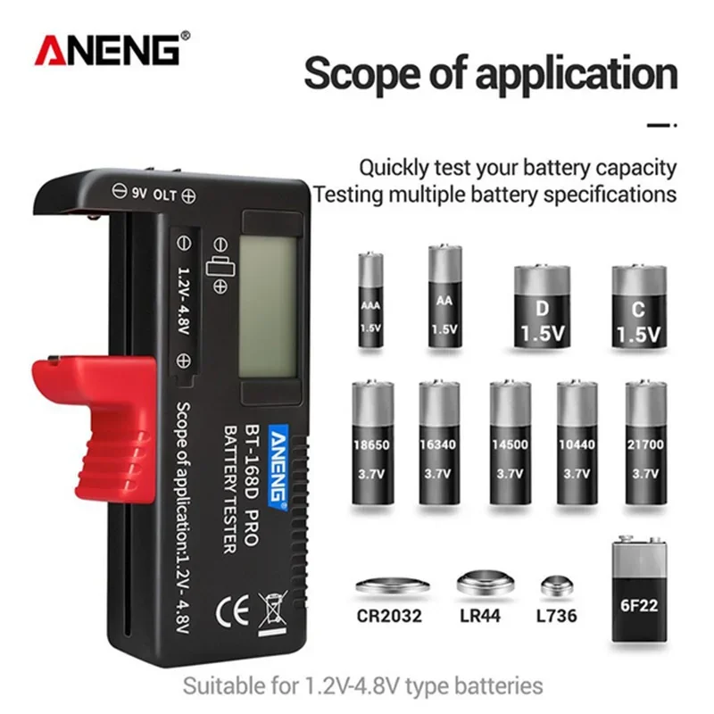 Digital Battery tester Battery capacity meter AAA AA Button Cell Battery Checker Volt Measure BT-168 Pro BT-168D BT-168 6