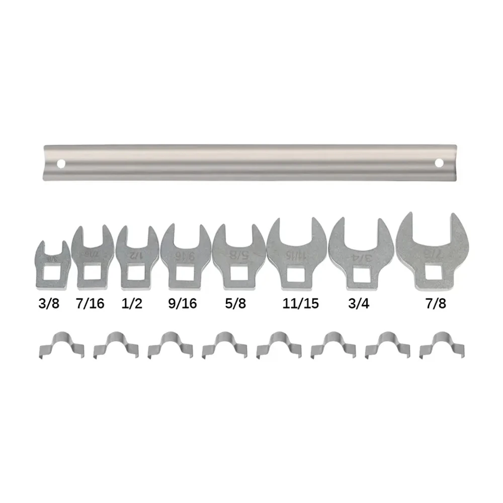 Metrisches/impernisches 3/8-Zoll-Antriebs-Crowfoot-Schraubenschlüssel-Set für Ratschen-Drehmomentschlüsselkopf, quadratischer 8-teiliger Ersatz-Bullhornschlüssel – Detail 3