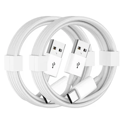 High - Speed USB C Charging Cable, White 3A Wire with Carplay Compatibility - 1.8m (2pcs)